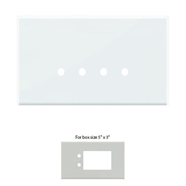 Picture of Norisys TG9 TG124.08 4M Size Plate With 2 Holes + 3M Window Ice White Solid Glass Cover Plates With Frames