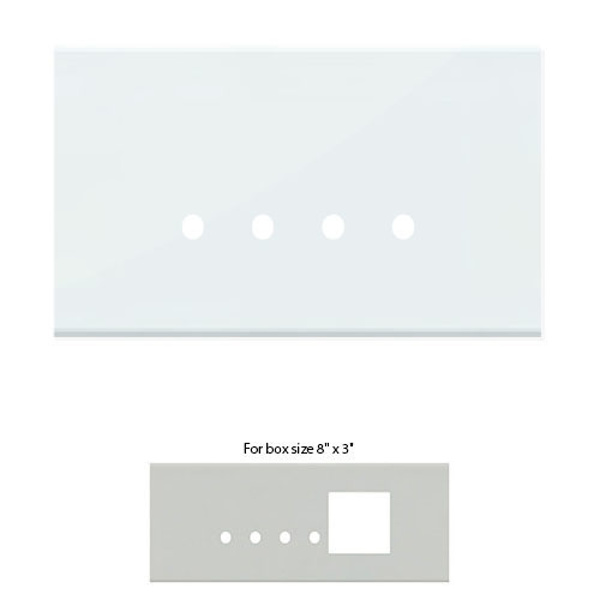 Picture of Norisys TG9 TG416.08 6M Size Plate With 4 Holes + 2M Window Ice White Solid Glass Cover Plates With Frames