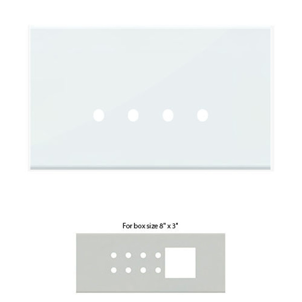 Picture of Norisys TG9 TG426.08 6M Size Plate With 8 Holes + 2M Window Ice White Solid Glass Cover Plates With Frames