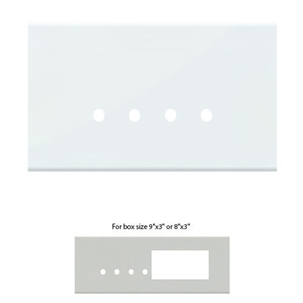 Picture of Norisys TG9 TG226.08 6M Size Plate With 4 Holes + 4M Window Ice White Solid Glass Cover Plates With Frames