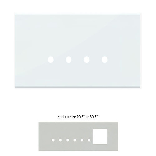 Picture of Norisys TG9 TG618.08 8M Size Plate With 6 Holes + 2M Window Ice White Solid Glass Cover Plates With Frames