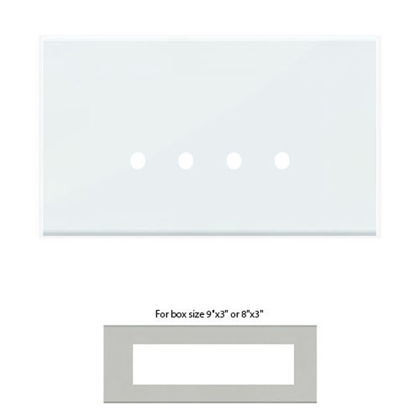 Picture of Norisys TG9 TG308.08 8M Size Plate With 8M Window Ice White Solid Glass Cover Plates With Frames
