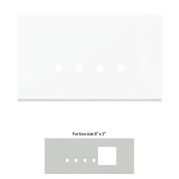 Picture of Norisys TG9 TG416.38 6M Size Plate With 4 Holes + 2M Window Ultra White Solid Glass Cover Plates With Frames