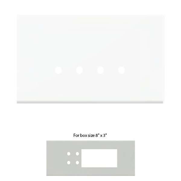 Picture of Norisys TG9 TG226.38 6M Size Plate With 4 Holes + 4M Window Ultra White Solid Glass Cover Plates With Frames