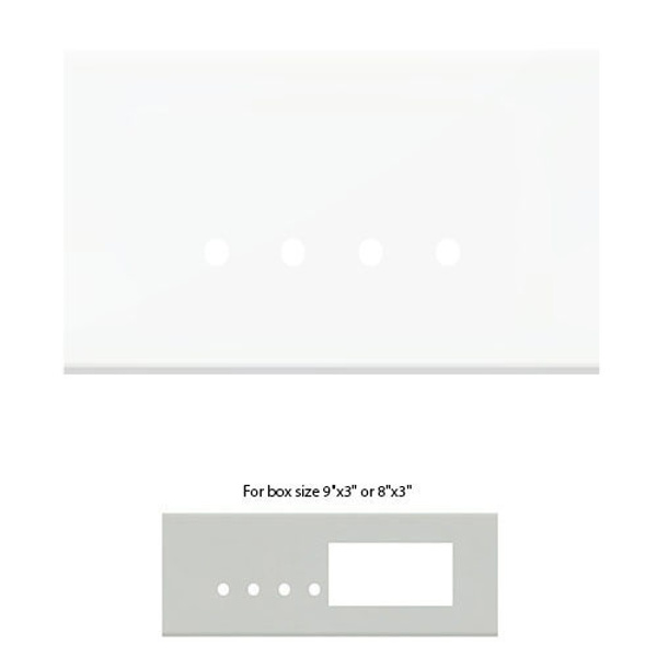 Picture of Norisys TG9 TG418.38 8M Size Plate With 4 Holes + 4M Window Ultra White Solid Glass Cover Plates With Frames