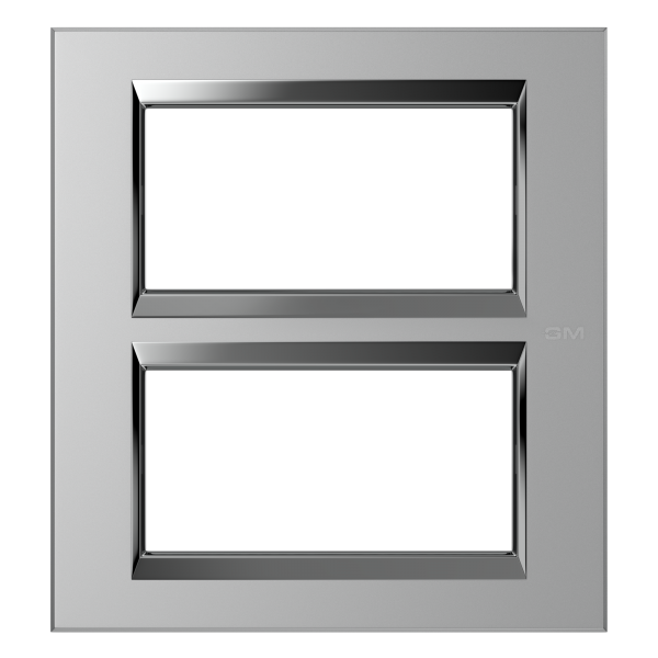 Picture of GM Naturalz PV08010 8M (4+4) Vertical Regular Metalik Silver Hue Cover Plate With Frame