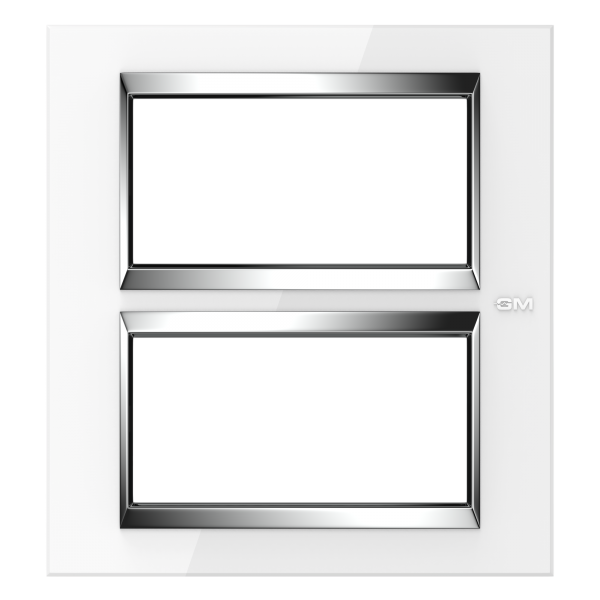 Picture of GM Naturalz PU08010 8M (4+4) Vertical Regular Glossy Silk White Cover Plate With Frame