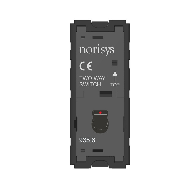 Picture of Norisys TG9 T9201.33 6A 2 Way With Indicator 1 Module Glossy Black Metal Lever Switches