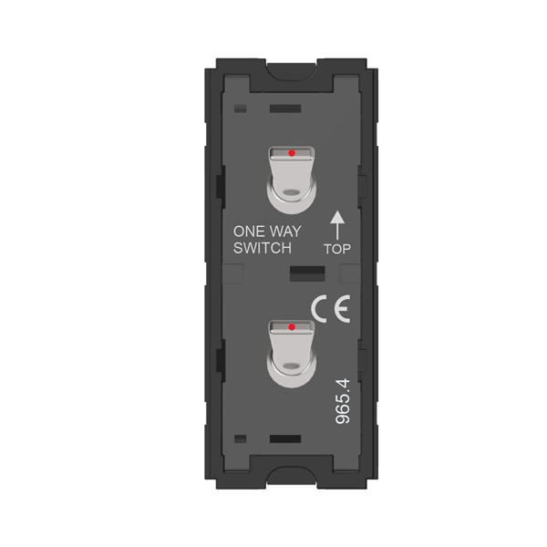 Picture of Norisys TG9 T9301.32 6A 1 Way + 1 Way (With Indicator) 1 Module Matt Chrome Metal Lever Twin Switches