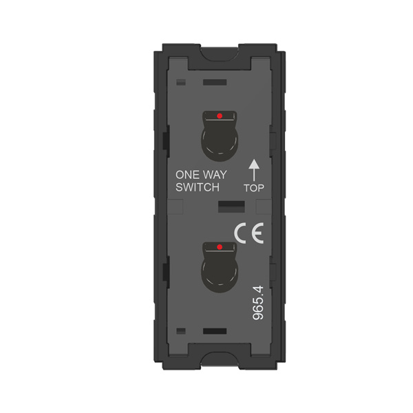 Picture of Norisys TG9 T9301.33 6A 1 Way + 1 Way (With Indicator) 1 Module Glossy Black Metal Lever Twin Switches