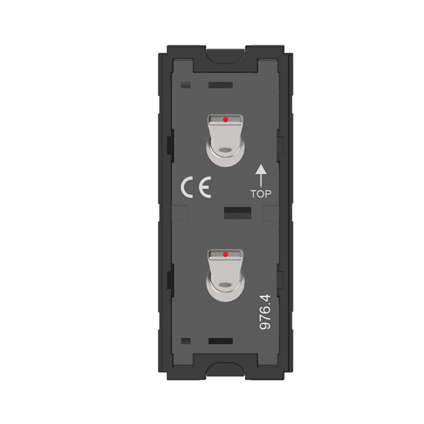 Picture of Norisys TG9 T9311.32 16A 1 Way + 1 Way (With Indicator) 1 Module Matt Chrome Metal Lever Twin Switches