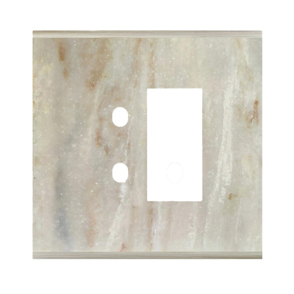 Picture of Norisys TG9 TM122.13 2M Size Plate With 2 Holes + 1M Window Onyx White Solid Marble Cover Plates With Frames