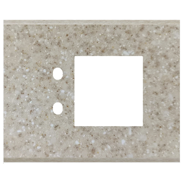 Picture of Norisys TG9 TM123.11 3M Size Plate With 2 Holes + 2M Window Terra Beige Solid Marble Cover Plates With Frames