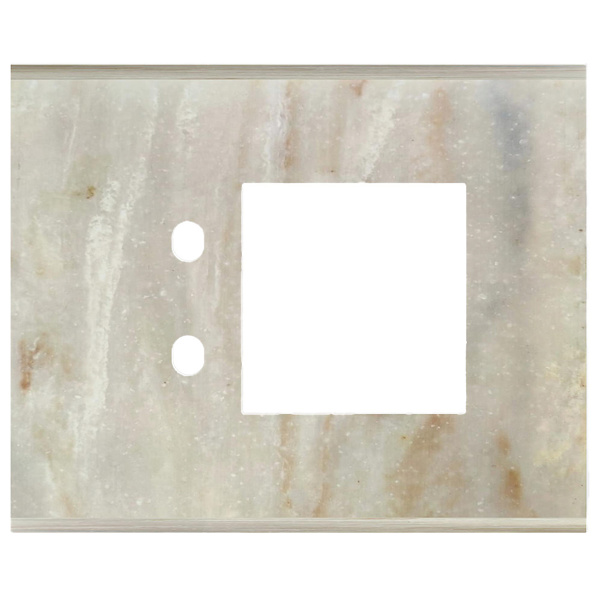 Picture of Norisys TG9 TM123.13 3M Size Plate With 2 Holes + 2M Window Onyx White Solid Marble Cover Plates With Frames