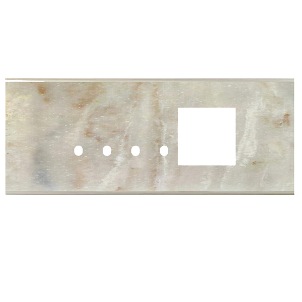 Picture of Norisys TG9 TM416.13 6M Size Plate With 4 Holes + 2M Window Onyx White Solid Marble Cover Plates With Frames
