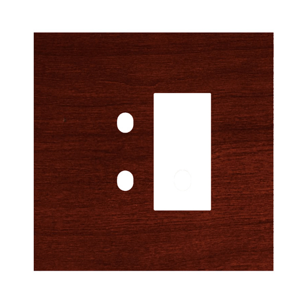 Picture of Norisys TG9 TW122.06 2M Size Plate With 2 Holes + 1M Window Dark Mahogany Solid Wood Cover Plates With Frames
