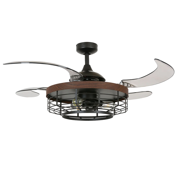 Picture of LUFT Montclair 48" Black - Koa With Smoked Retractable Blades Luxury Ceiling Fan