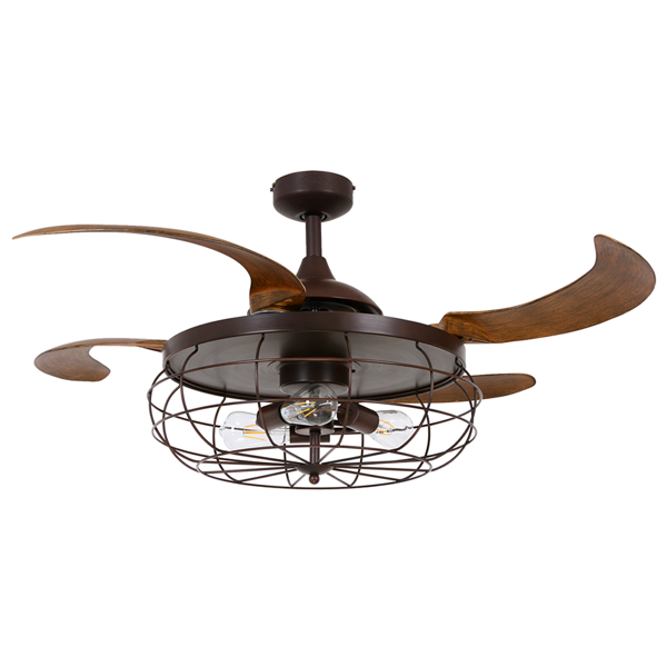Picture of LUFT Industri 48" Black - KOA With Smoked Retractable Blades Luxury Ceiling Fan