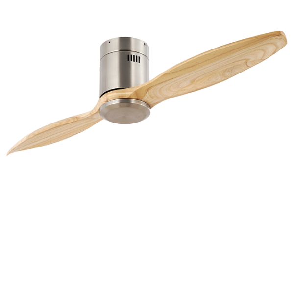 Picture of LUFT Monza II Hugger 46" Brushed Chrome Natural Wood Luxury Ceiling Fan