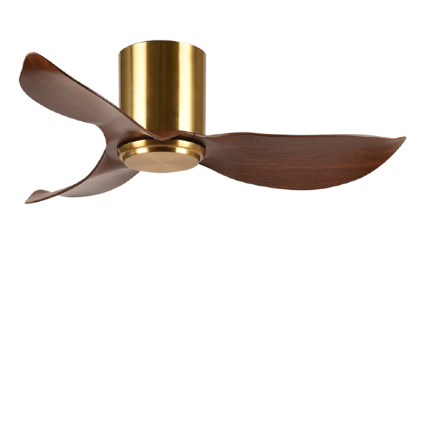 Picture of LUFT Swank II Hugger 36" Antique Brass Wood Luxury Ceiling Fan