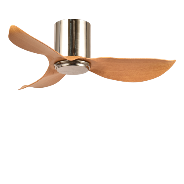 Picture of LUFT Swank II Hugger 36" Brushed Chrome Teak Luxury Ceiling Fan