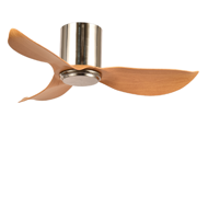 Show details for LUFT Swank II Hugger 56" Brushed Chrome Teak Luxury Ceiling Fan Picture of LUFT Swank II Hugger 56" Brushed Chrome Teak Luxury Ceiling Fan
