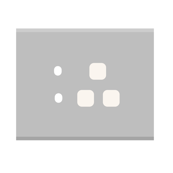 Picture of Norisys TG9 TA133.04 3M Size Plate With 2 Holes + 1 Socket Window Natural Solid Aluminium Cover Plates With Frames