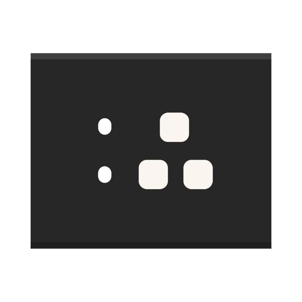 Picture of Norisys TG9 TA133.05 3M Size Plate With 2 Holes + 1 Socket Window Black Solid Aluminium Cover Plates With Frames