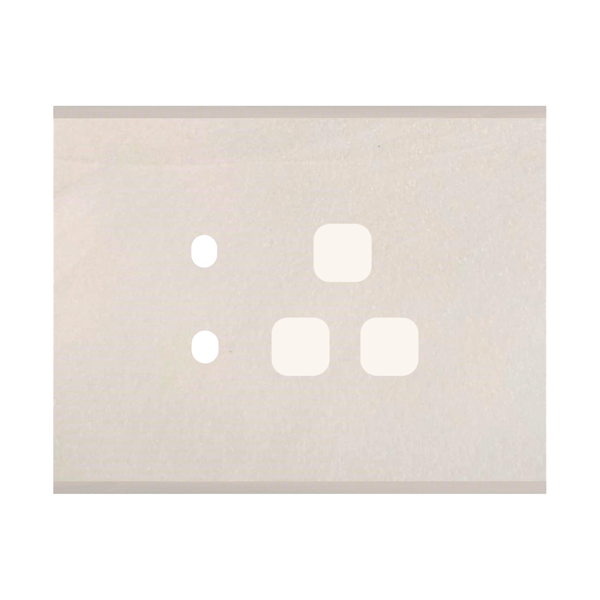 Picture of Norisys TG9 TM133.12 3M Size Plate With 2 Holes + 1 Socket Window Salt White Solid Marble Cover Plates With Frames