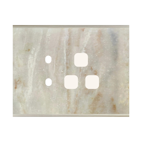 Picture of Norisys TG9 TM133.13 3M Size Plate With 2 Holes + 1 Socket Window Onyx White Solid Marble Cover Plates With Frames