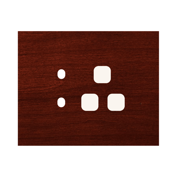 Picture of Norisys TG9 TW133.06 3M Size Plate With 2 Holes + 1 Socket Window Dark Mahogany Solid Wood Cover Plates With Frames