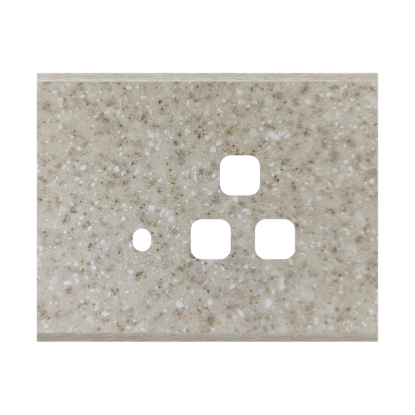 Picture of Norisys TG9 TM143.11 3M Size Plate With 1 Hole + 1 Socket Window Terra Beige Solid Marble Cover Plates With Frames