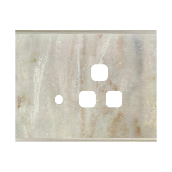 Picture of Norisys TG9 TM143.13 3M Size Plate With 1 Hole + 1 Socket Window Onyx White Solid Marble Cover Plates With Frames