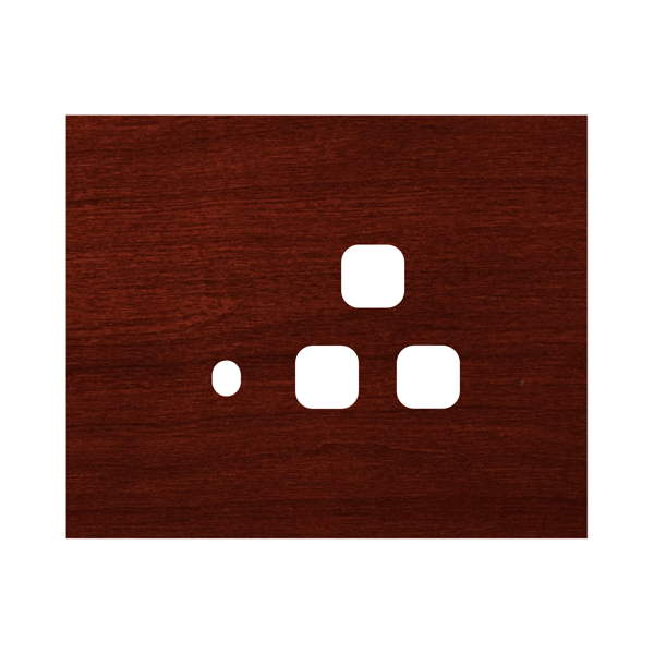 Picture of Norisys TG9 TW143.06 3M Size Plate With 1 Hole + 1 Socket Window Dark Mahogany Solid Wood Cover Plates With Frames