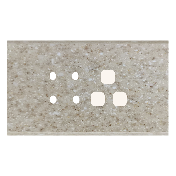 Picture of Norisys TG9 TM114.11 4M Size Plate With 4 Holes + 1 Socket Window Terra Beige Solid Marble Cover Plates With Frames
