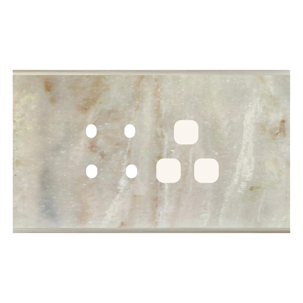 Picture of Norisys TG9 TM114.13 4M Size Plate With 4 Holes + 1 Socket Window Onyx White Solid Marble Cover Plates With Frames