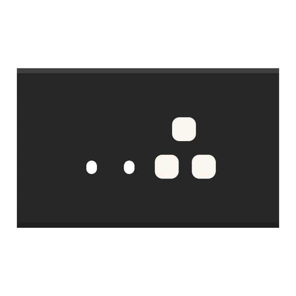 Picture of Norisys TG9 TA144.05 4M Size Plate With 2 Holes + 1 Socket Window Black Solid Aluminium Cover Plates With Frames