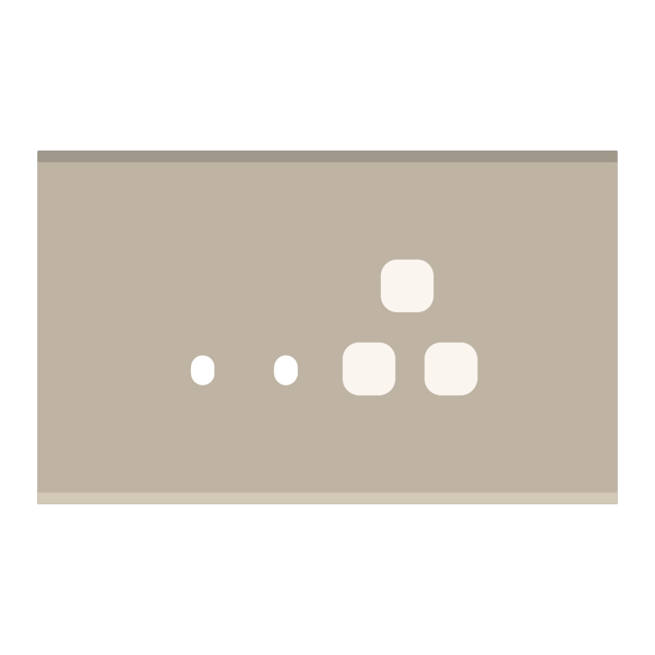 Picture of Norisys TG9 TG144.18 4M Size Plate With 2 Holes + 1 Socket Window Smoked Silver Solid Glass Cover Plates With Frames