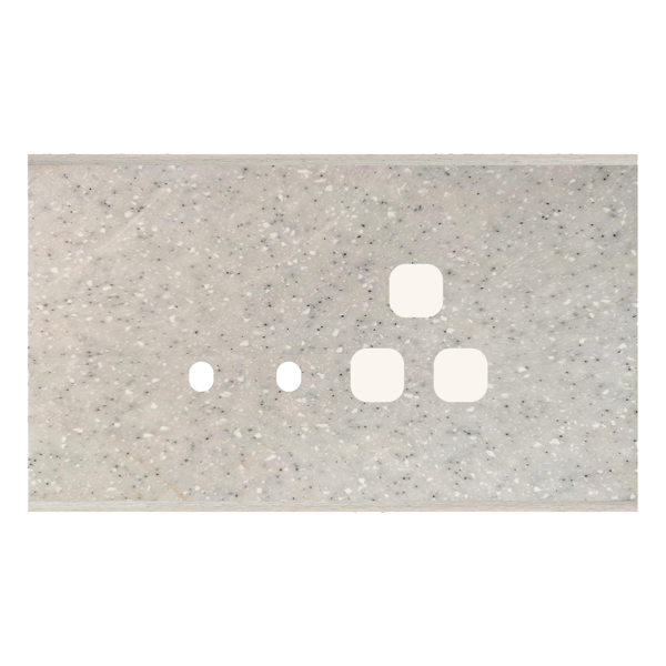 Picture of Norisys TG9 TM144.10 4M Size Plate With 2 Holes + 1 Socket Window Sparkle White Solid Marble Cover Plates With Frames