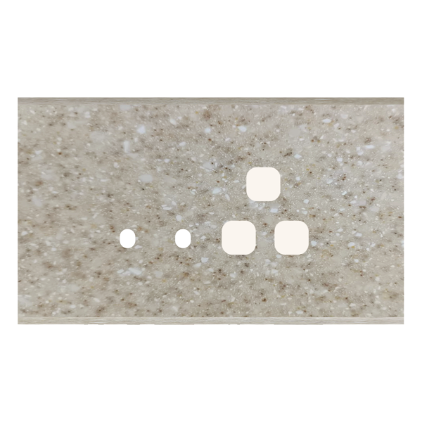 Picture of Norisys TG9 TM144.11 4M Size Plate With 2 Holes + 1 Socket Window Terra Beige Solid Marble Cover Plates With Frames
