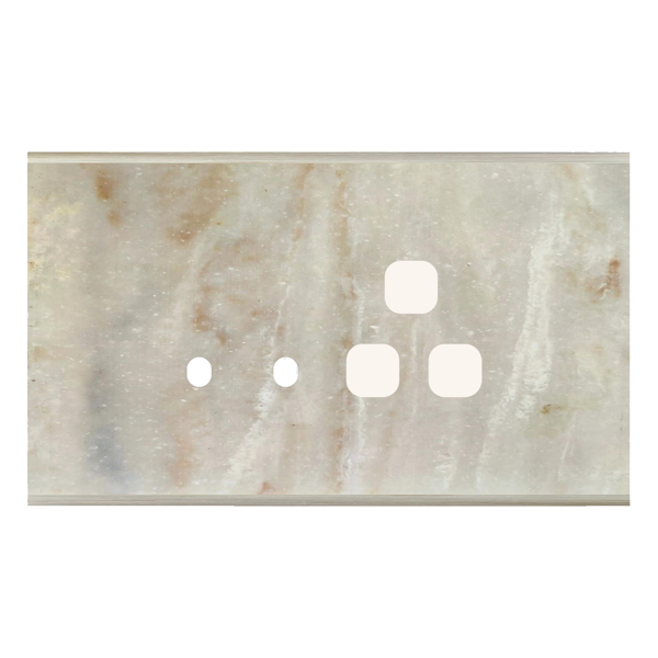 Picture of Norisys TG9 TM144.13 4M Size Plate With 2 Holes + 1 Socket Window Onyx White Solid Marble Cover Plates With Frames