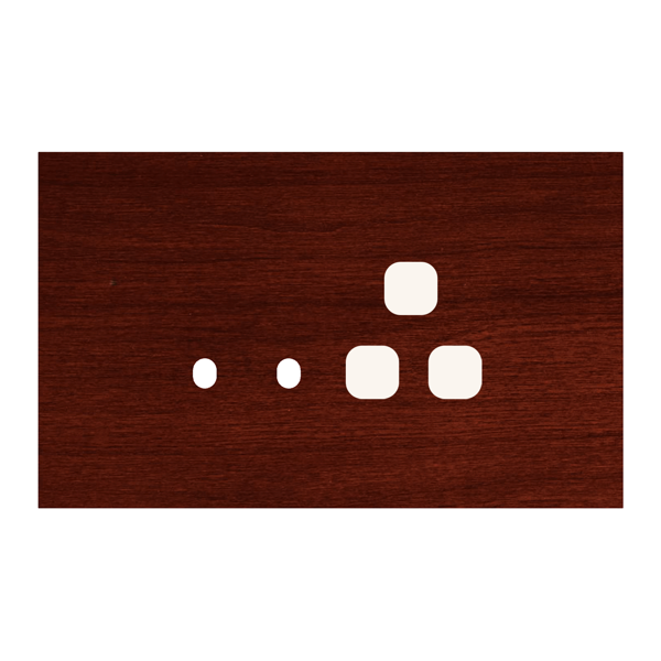 Picture of Norisys TG9 TW144.06 4M Size Plate With 2 Holes + 1 Socket Window Dark Mahogany Solid Wood Cover Plates With Frames