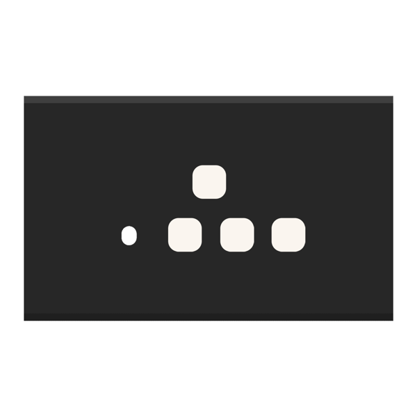 Picture of Norisys TG9 TA134.05 4M Size Plate With 1 Hole + 1 Socket Window + 1 Window Black Solid Aluminium Cover Plates With Frames