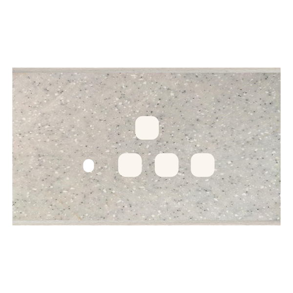 Picture of Norisys TG9 TM134.10 4M Size Plate With 1 Hole + 1 Socket Window + 1 Window Sparkle White Solid Marble Cover Plates With Frames
