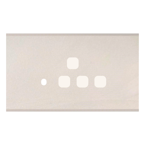 Picture of Norisys TG9 TM134.12 4M Size Plate With 1 Hole + 1 Socket Window + 1 Window Salt White Solid Marble Cover Plates With Frames