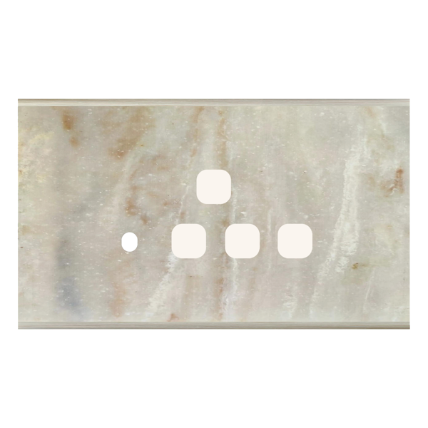 Picture of Norisys TG9 TM134.13 4M Size Plate With 1 Hole + 1 Socket Window + 1 Window Onyx White Solid Marble Cover Plates With Frames