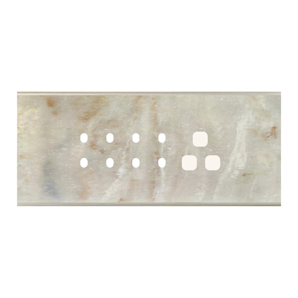 Picture of Norisys TG9 TM126.13 6M Size Plate With 8 Holes + 1 Socket Window Onyx White Solid Marble Cover Plates With Frames