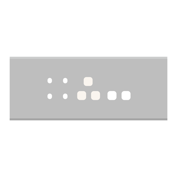 Picture of Norisys TG9 TA136.04 6M Size Plate With 4 Holes + 1 Socket Window + 2 Window Natural Solid Aluminium Cover Plates With Frames