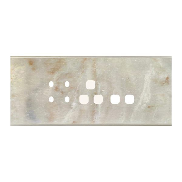 Picture of Norisys TG9 TM136.13 6M Size Plate With 4 Holes + 1 Socket Window + 2 Window Onyx White Solid Marble Cover Plates With Frames