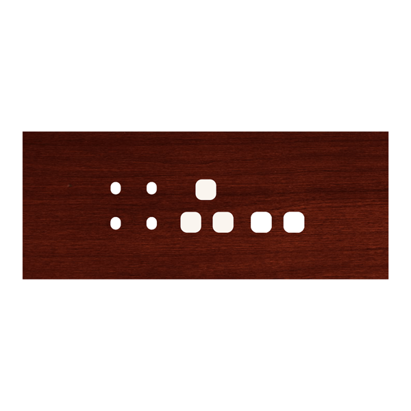 Picture of Norisys TG9 TW136.06 6M Size Plate With 4 Holes + 1 Socket Window + 2 Window Dark Mahogany Solid Wood Cover Plates With Frames